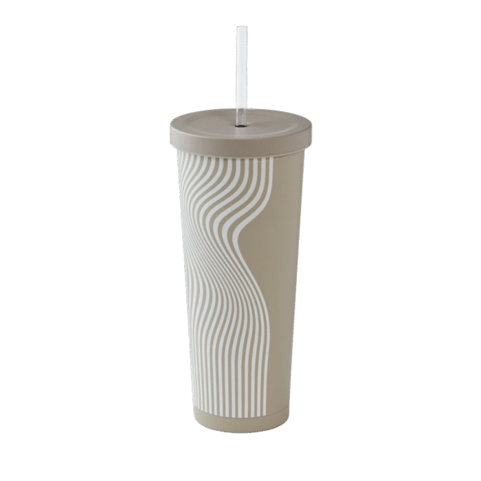 24oz Stainless Steel Straw Tumbler - Beige - Image 2