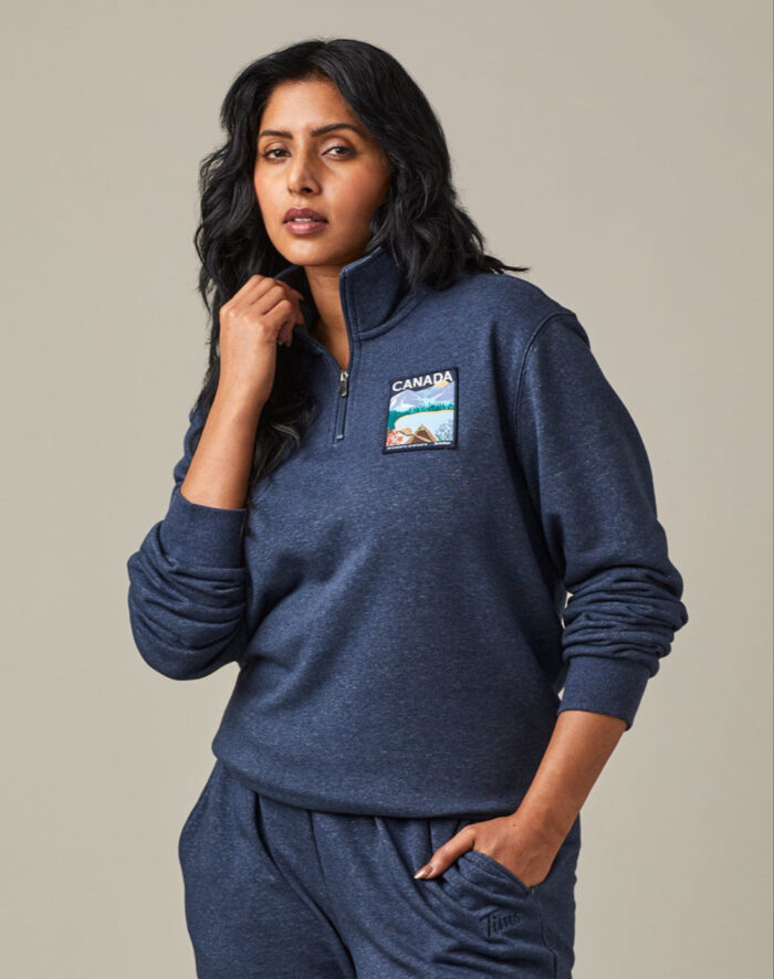 Canada Unisex French Terry Quarter Zip - Navy Marl - Image 3