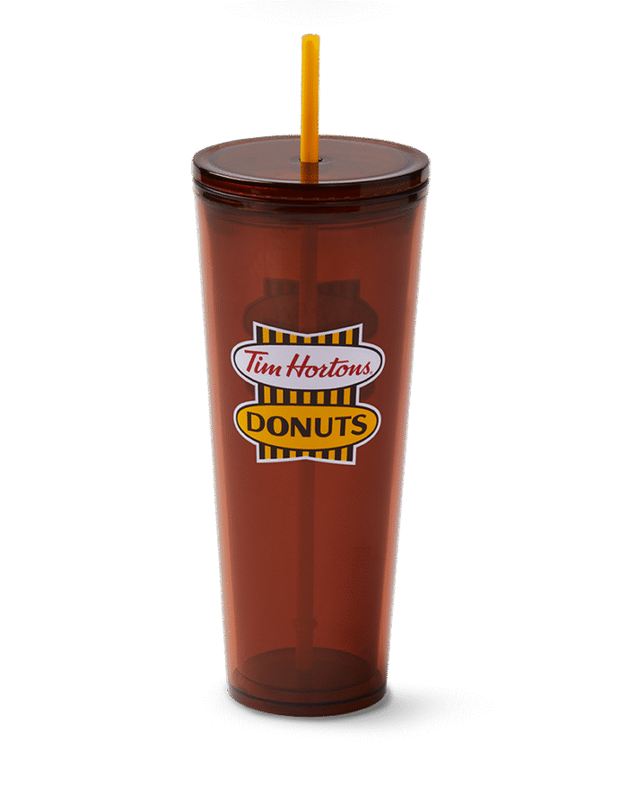 24oz Plastic Straw Tumbler – English Retro Logo - Image 1
